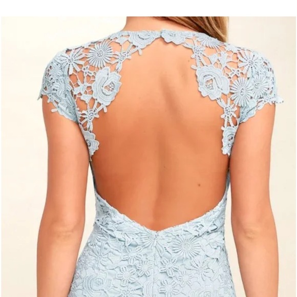 Lulus Romance Language Light Blue Backless Lace Dress Size M - Picture 10 of 10